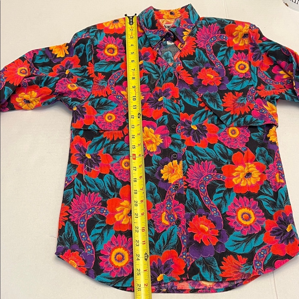 VINTAGE WRANGLER 80’s WESTERN FLORAL LONG SLEEVE BUTTON DOWN TOP SMALL - Picture 14 of 16